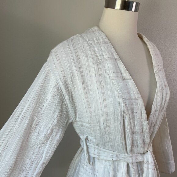 HEI HEI ANTHROPOLOGIE Womens XS Kimono Jacket Metallic Striped Lagenlook - Picture 4 of 13